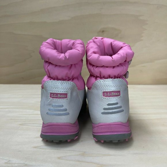 L.L.Bean Girls 251948 Hook And Loop Round Toe Silver Pink Snow Boots Size US 9 - Picture 4 of 8